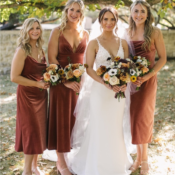 Jenny Yoo Bridesmaid Mari Dress in Velvet English Rose - Picture 6 of 9